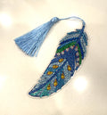 Blue feather bookmark