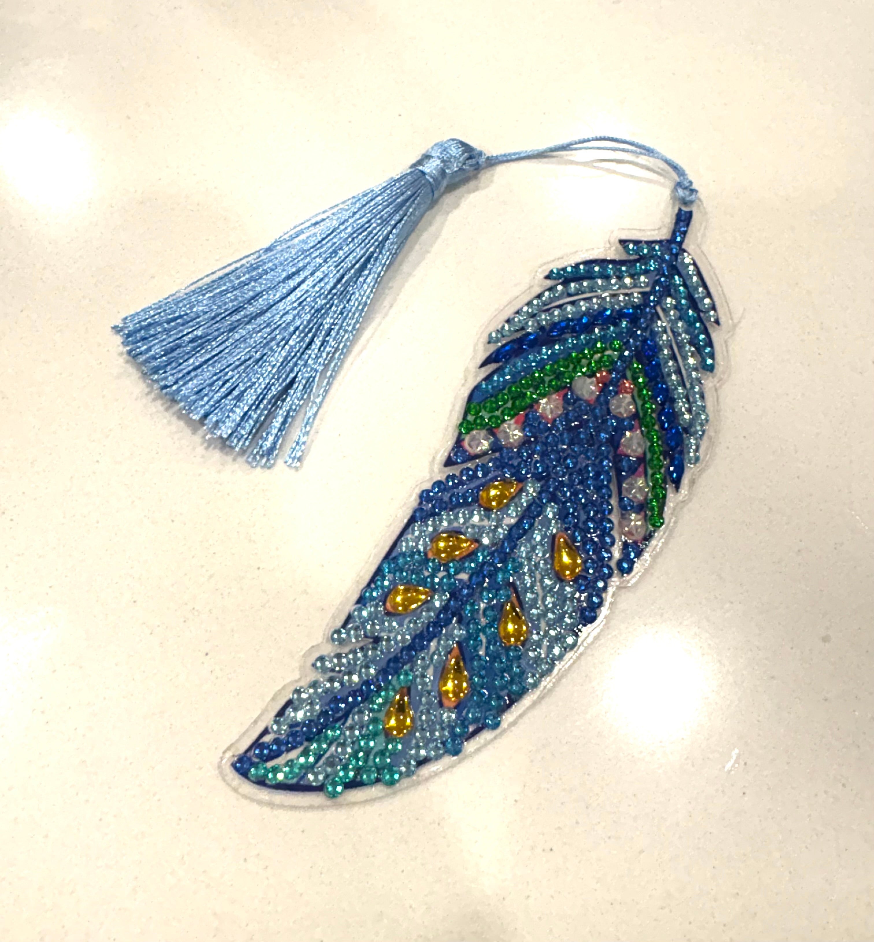 Blue feather bookmark